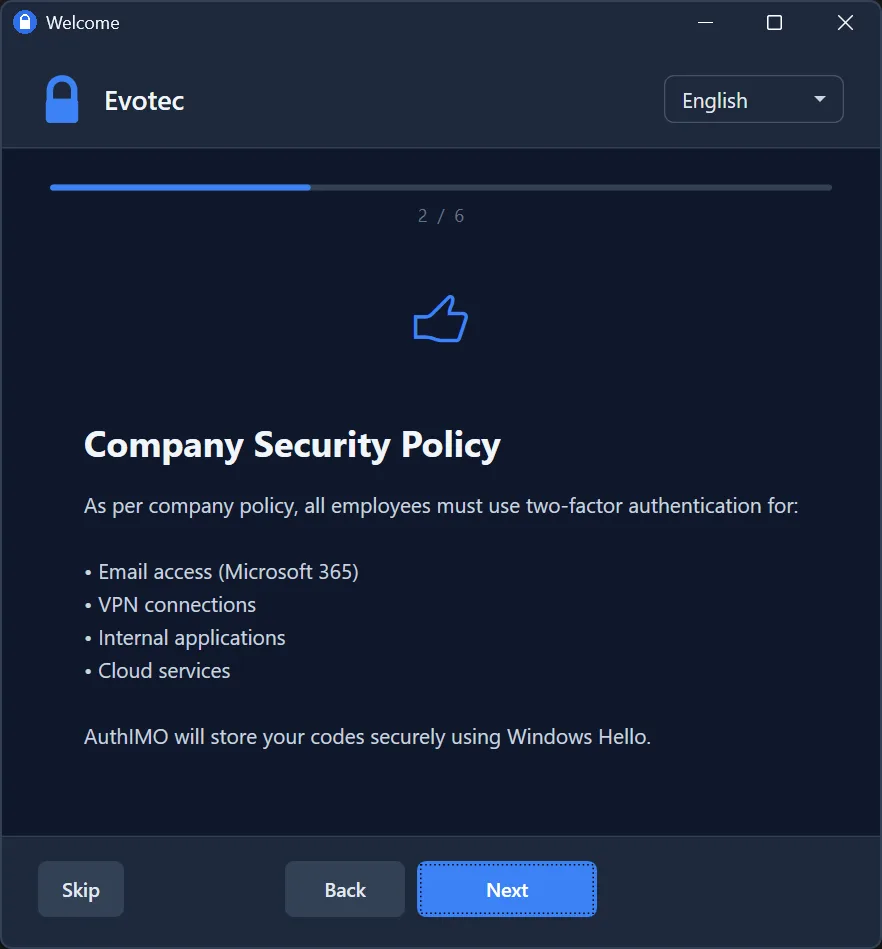 AuthIMO dark theme - Account management with multiple OTP entries